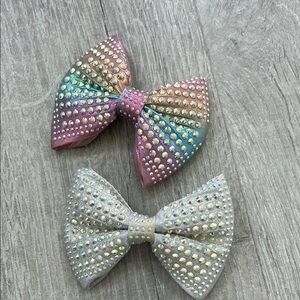 Sparkling Kids Hair Bow Set - Multicolor and Silver